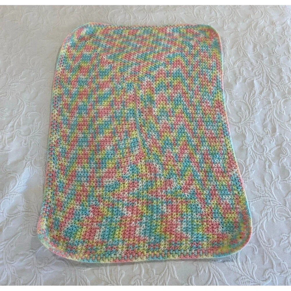 Vintage Handmade Crochet Newborn Baby Afghan Perfect Shower Gift Pre-me‎ Infant